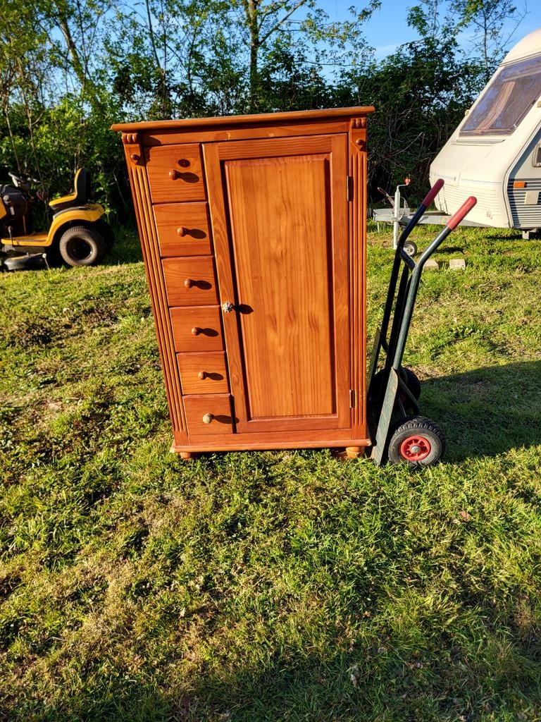 Grenen kledingkastje met hanggedeelte en lades, Ophalen of Verzenden