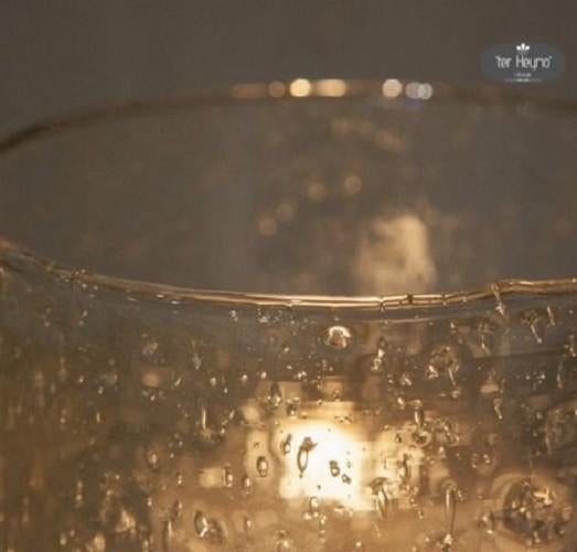 Windlicht bubbles cilinder L glazen stoer sober landelijk, Verzenden, Nieuw, Glas, Landelijk