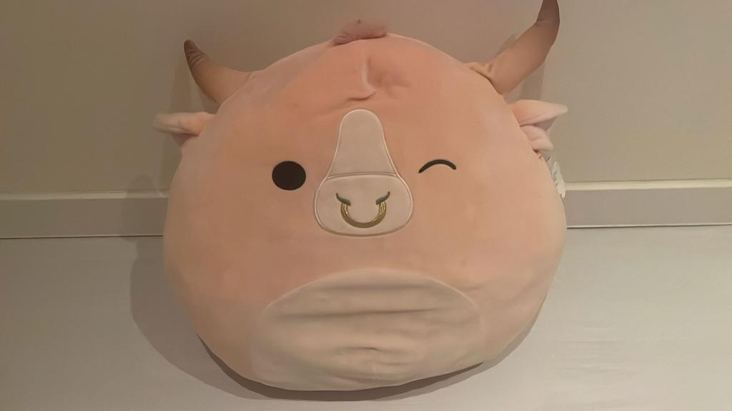 Grote Squishmallow Stier - Zacht Kussen & Knuffel, Overige typen, Ophalen of Verzenden, Zo goed als nieuw, Middelgroot (20 tot 80 cm)