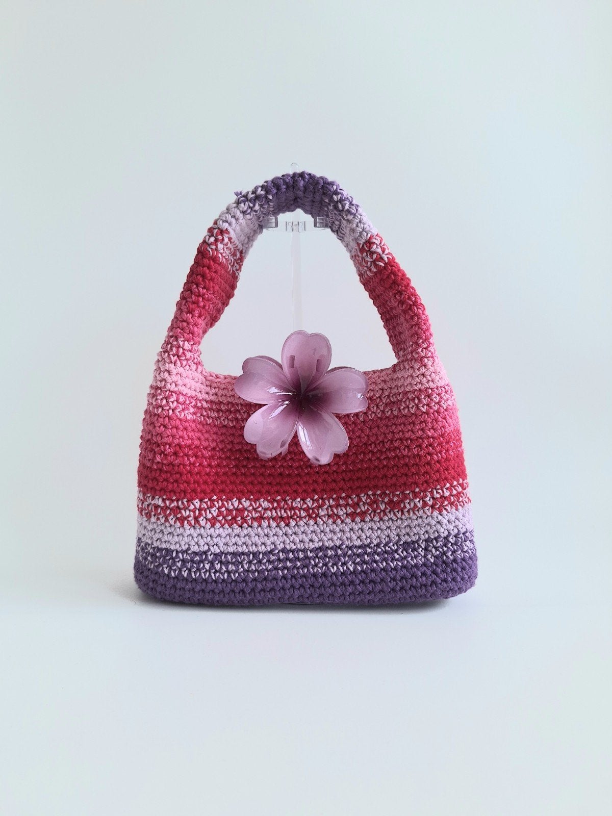 gehaakte tas tropical hawaii, Sieraden, Tassen en Uiterlijk, Tassen | Damestassen, Ophalen of Verzenden, Nieuw, Paars, Handtas
