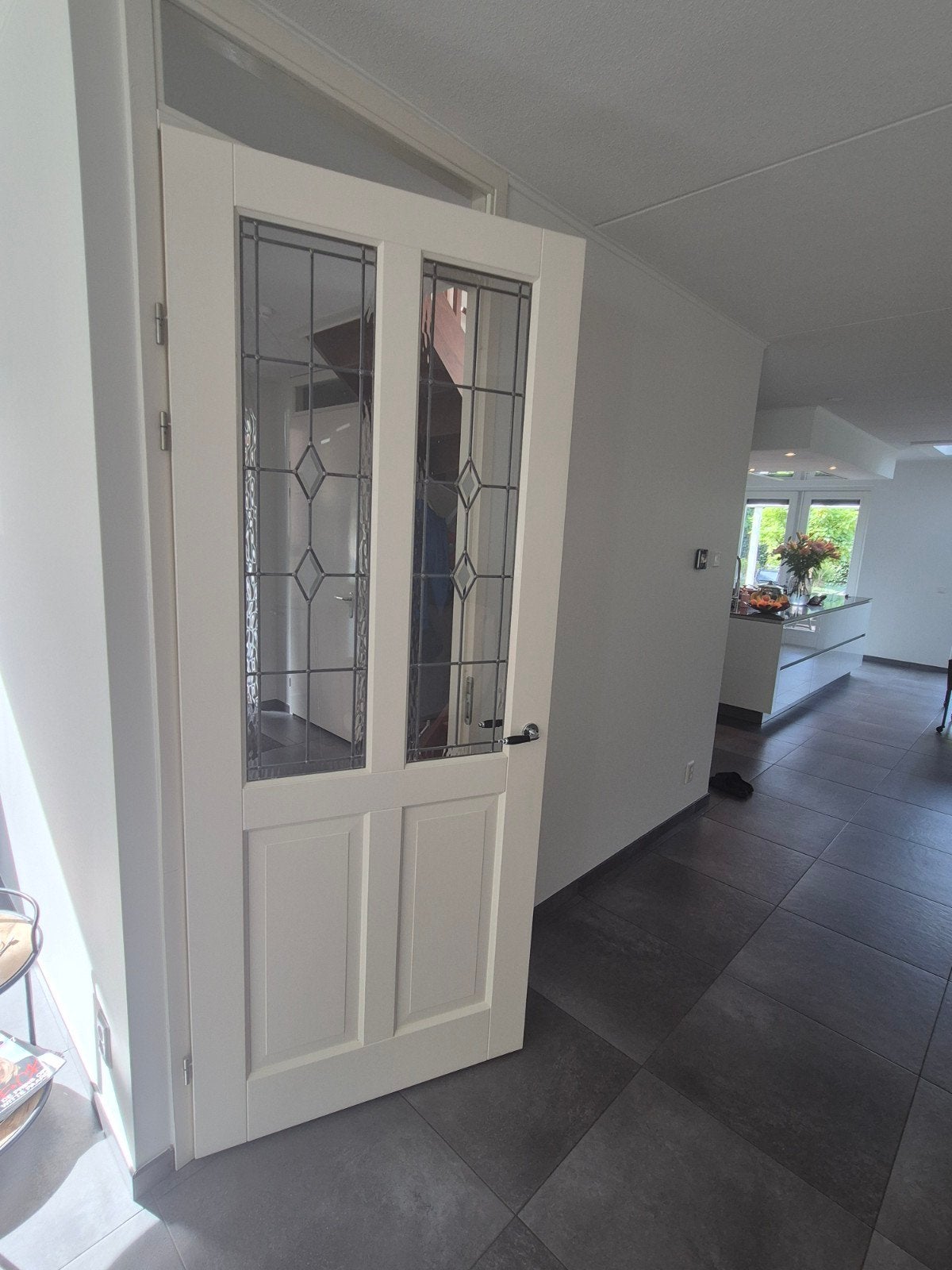 CanDo Dublin Facade Witte binnendeur met glas-in-lood, Ophalen, Gebruikt, 80 tot 100 cm, 215 cm of meer
