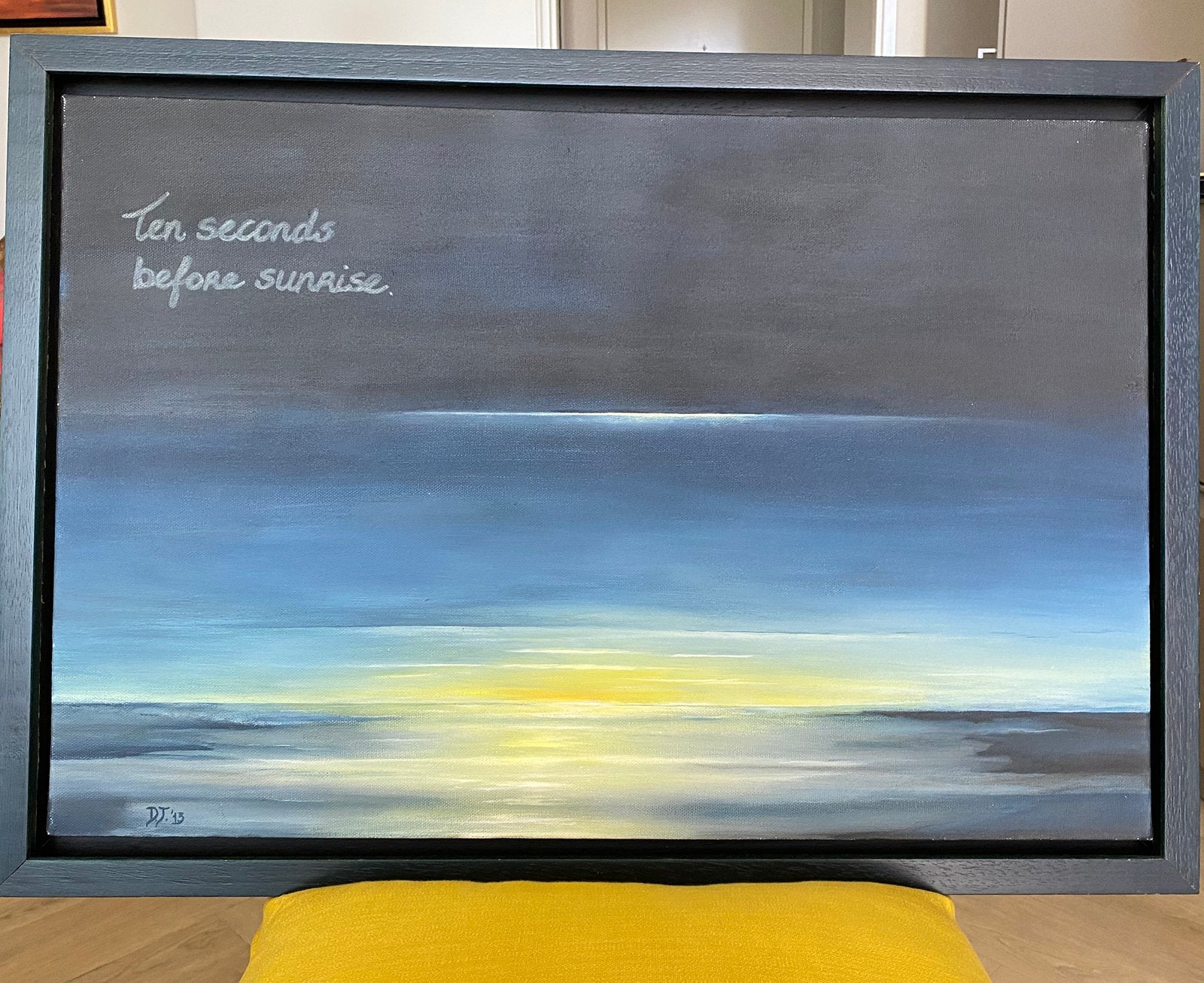 olieverf schilderij zonsopgang ingelijst., Ophalen