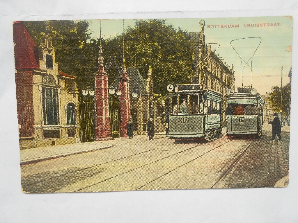 Rotterdam Kruisstraat met trams de Kruisstraat rond 1905, Ophalen of Verzenden, Voor 1920, Gelopen, Zuid-Holland