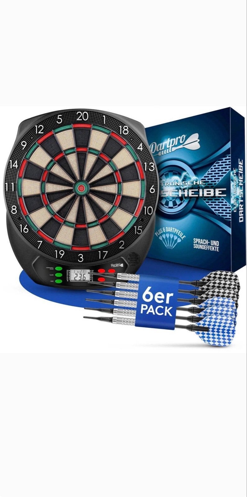 Dartpro Elektronisch Dartbord met 6 Soft Tip Dartpijlen, Ophalen of Verzenden, Nieuw, Dartbord met pijlen, Elektronisch