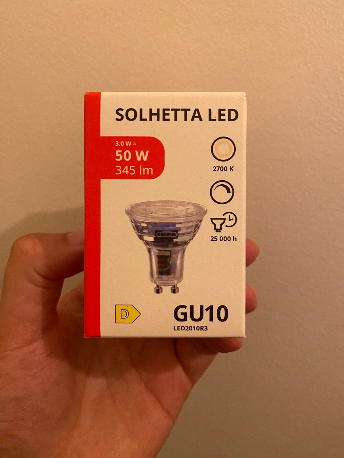 IKEA SOLHETTA LED GU10 Lamp 3.0W (50W equivalent), 30 tot 60 watt, Led-lamp, GU10, Dimbaar