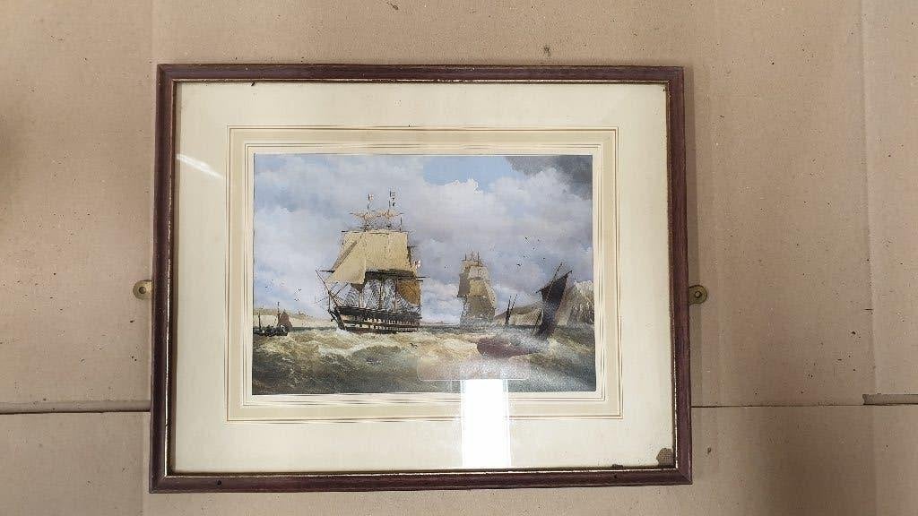 Leuke prent schepen Dover, Verzamelen, Foto's en Prenten, Gebruikt, Ophalen of Verzenden, 1940 tot 1960, Prent