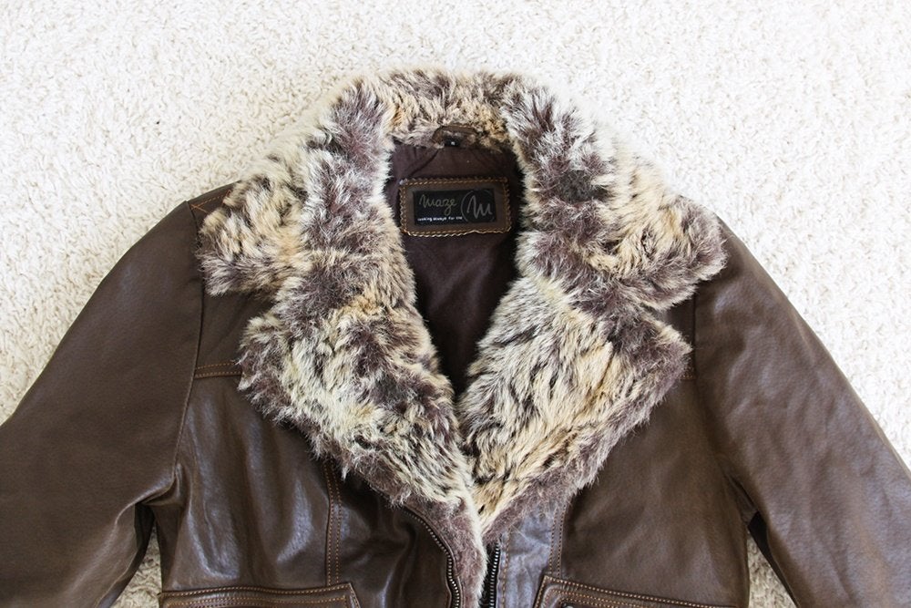 Prachtige Leren Maze Jas2 (S)* € 65,-, Bruin, Zo goed als nieuw, Maat 36 (S), Maze