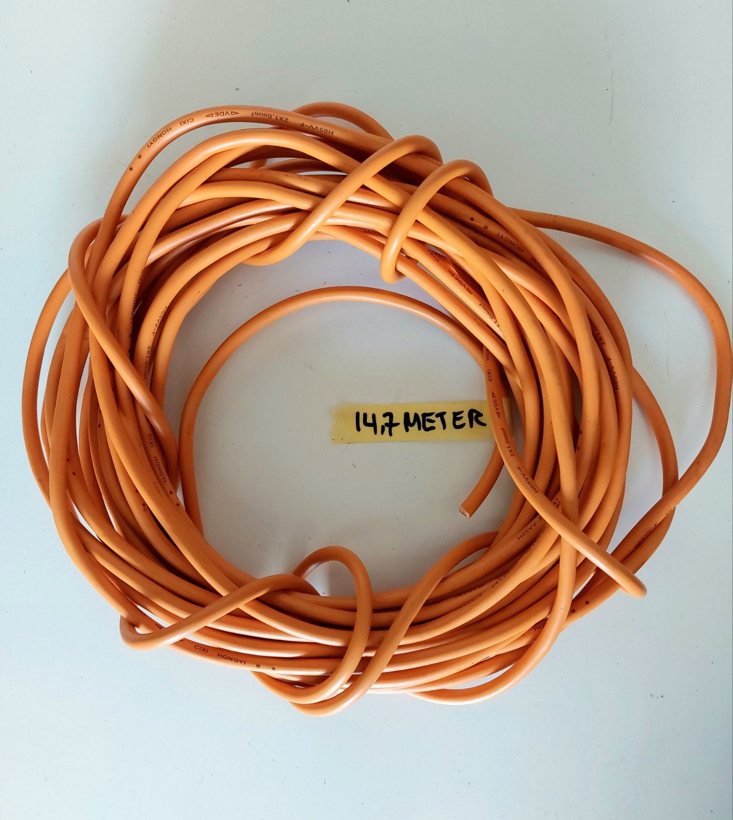 14,7m oranje elektriciteitsdraad 2x 1 Qm, Doe-het-zelf en Verbouw, Elektra en Kabels, Ophalen, Nieuw, Kabel of Snoer