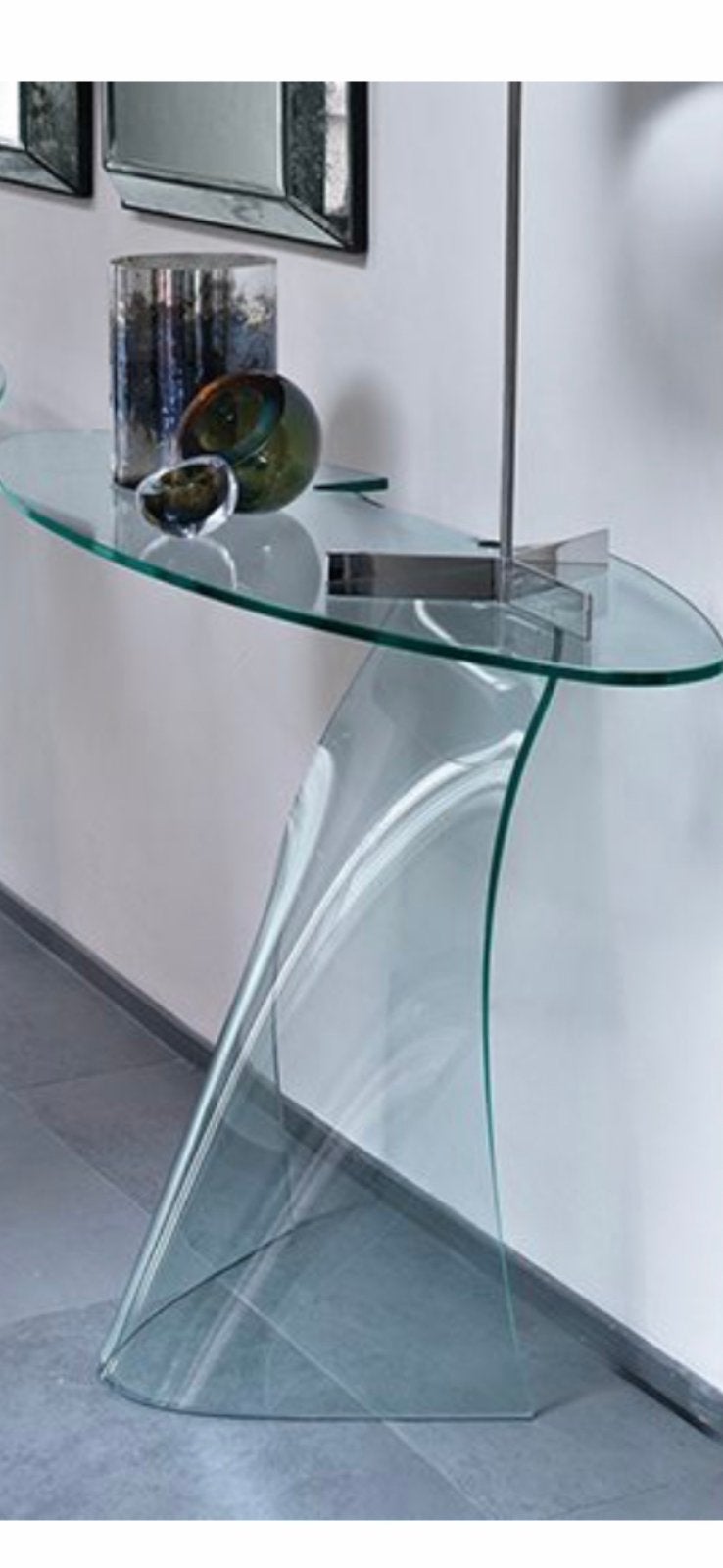 Glazen side table. FIAM., Ophalen, 100 tot 150 cm, Modern, Ovaal