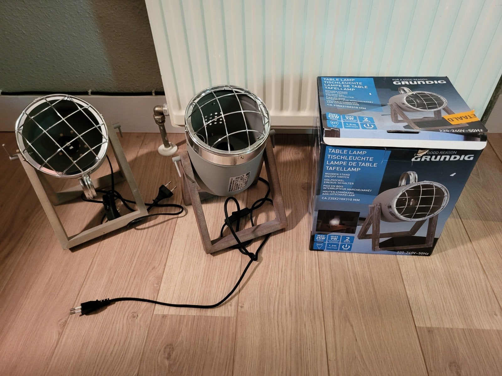 Grundig Tafellampen Set - Industrieel Design, Met schakelaar, E14 (klein), Ophalen of Verzenden, Grijs