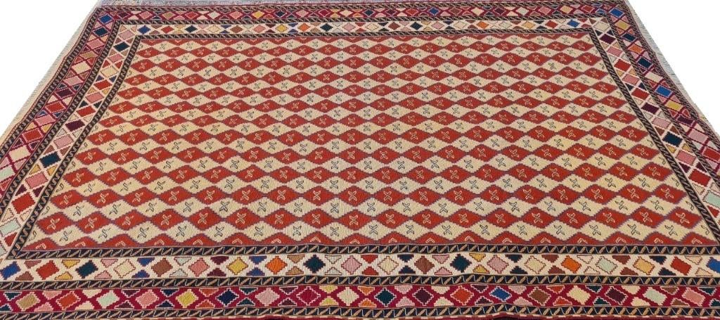 Perzisch tapijt Kelim Soumak 295 x 200/Handgeweven wol kilim, Www.simatapijten.nl, 150 tot 200 cm, Ophalen of Verzenden, Info@simatapijten.nl