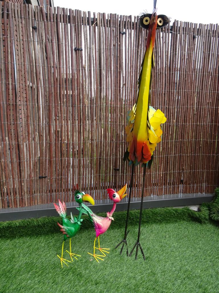 VREEMDE/GRAPPIGE  SIERVOGELS (3ST), Tuin en Terras, Tuinbeelden, Ophalen, Metaal, Overige typen