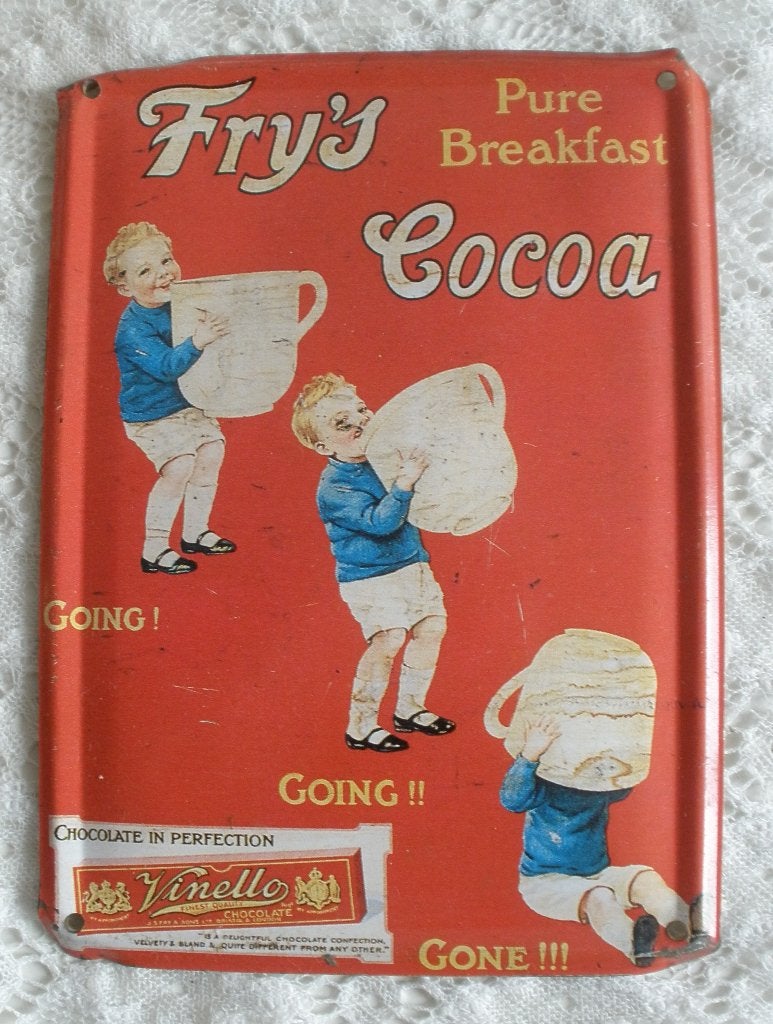 Vintage Engels blikken plaatje Fry's Cocoa / cacao, Ophalen of Verzenden, Gebruikt, Overige, Overige merken