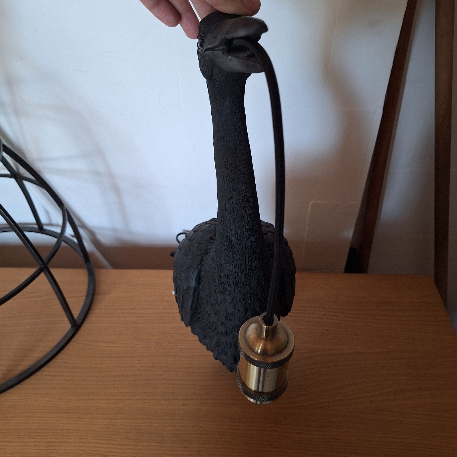 Zwarte Muurlamp Reiger met Gouden Fitting, Ophalen, Zo goed als nieuw, Zwart