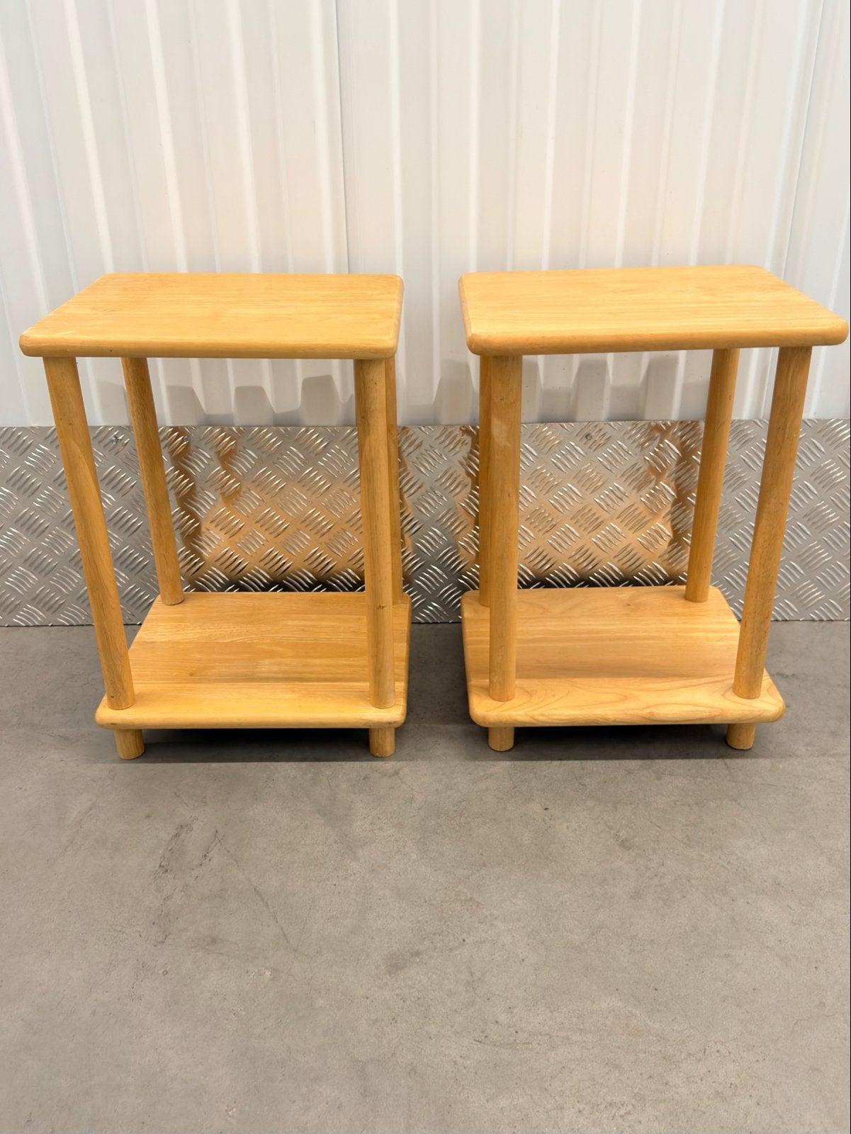 Set van 2 houten bijzettafels - Hoogte 50 cm, Minder dan 55 cm, Gebruikt, Rechthoekig, Hout