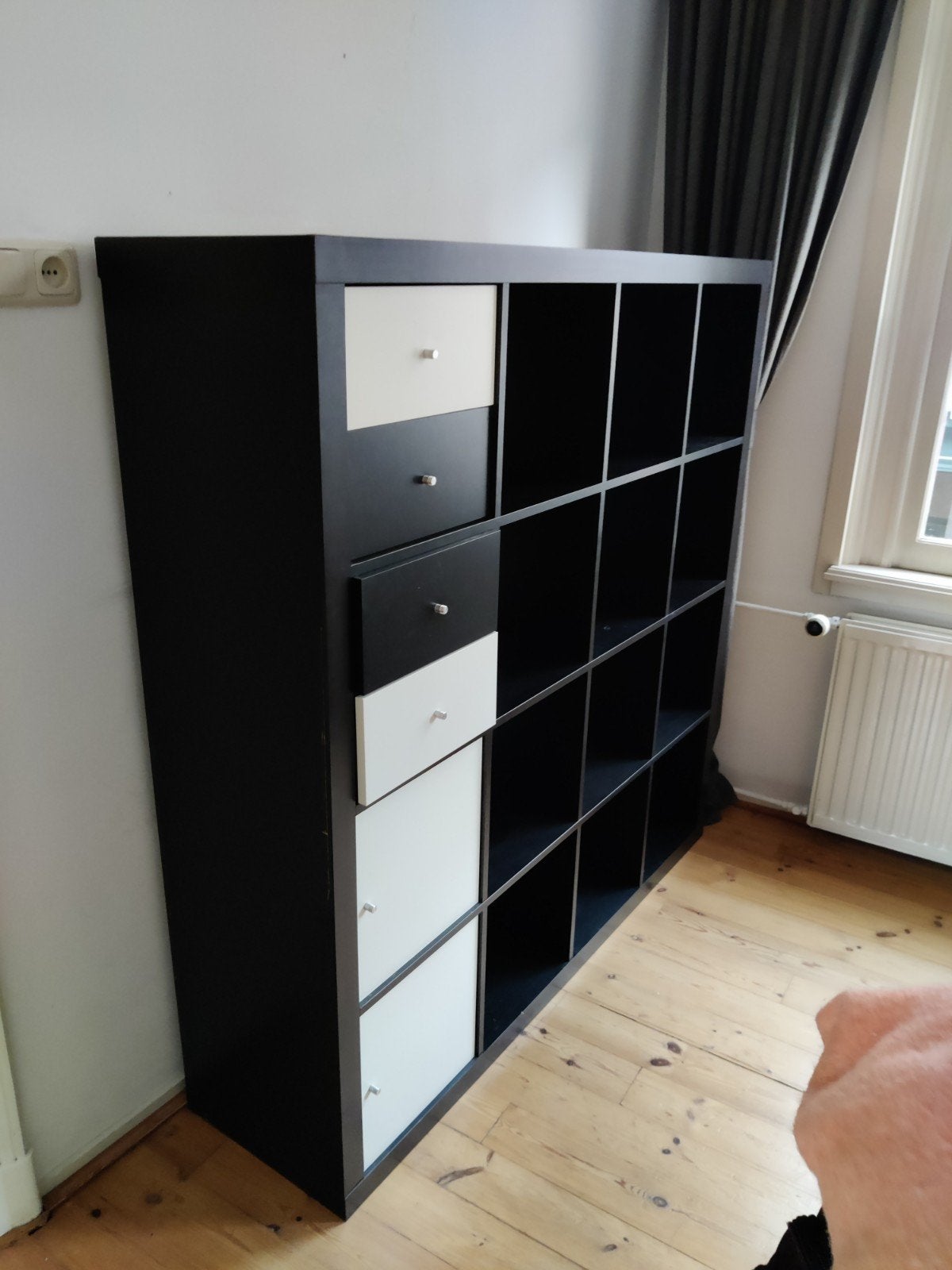 Gratis IKEA Kallax kast met lades en deuren, Ophalen, Overige materialen, Gebruikt, 100 tot 150 cm