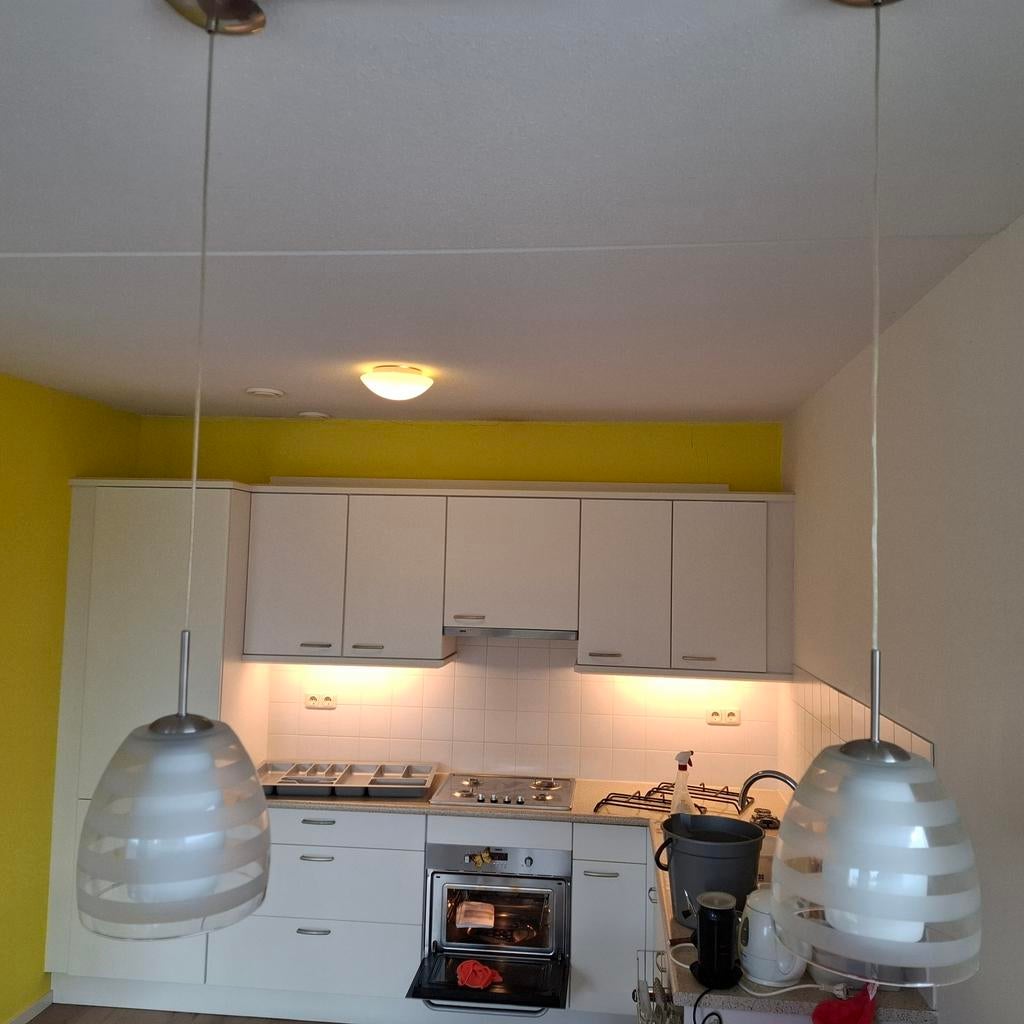 3x dezelfde glazen hanglamp, Ophalen, Zo goed als nieuw, Minder dan 50 cm