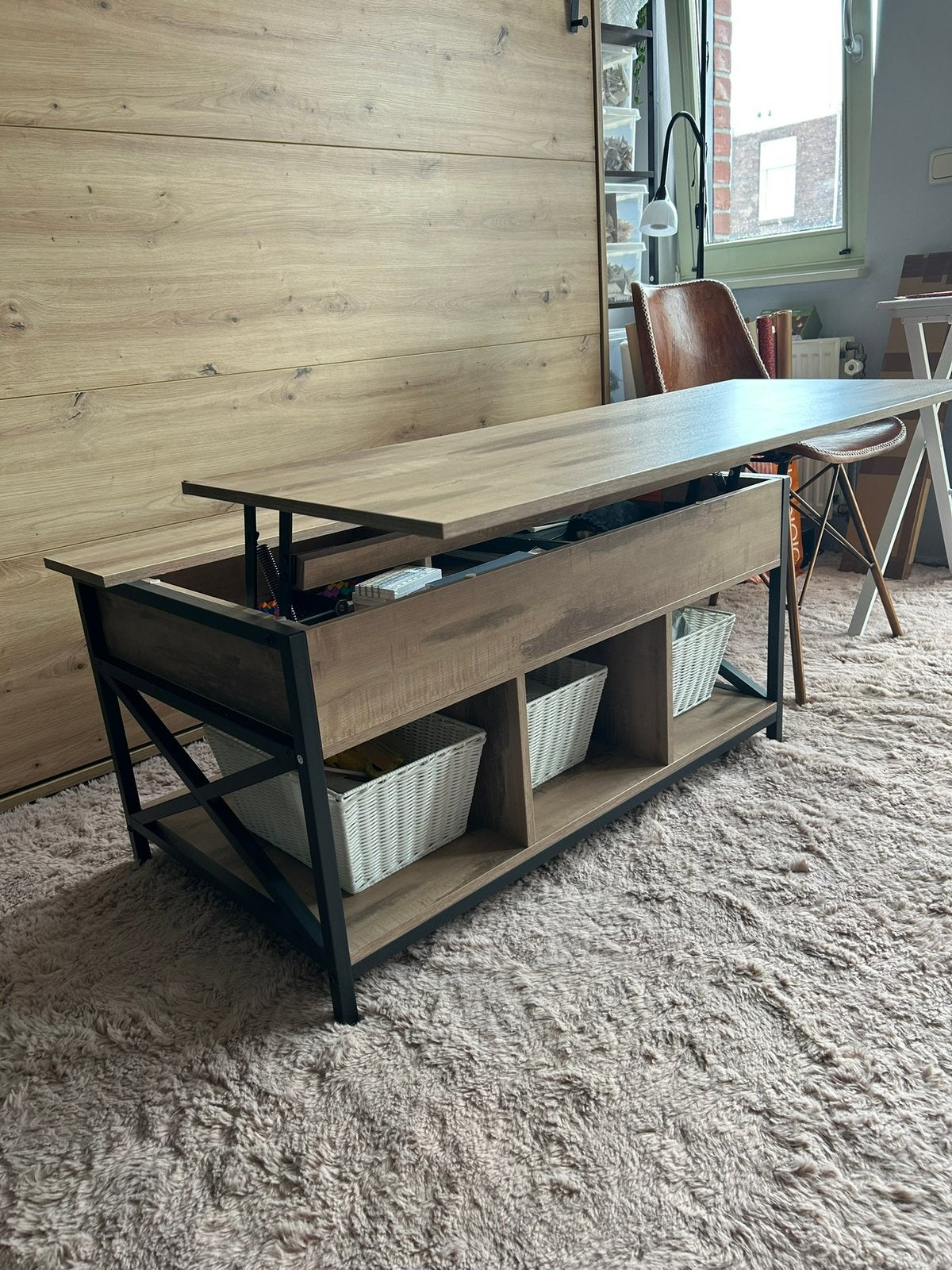 Uitklapbare salontafel - zeer stevig, Huis en Inrichting, Tafels | Salontafels, Ophalen, 50 – 75, 50 tot 100 cm, 50 tot 100 cm
