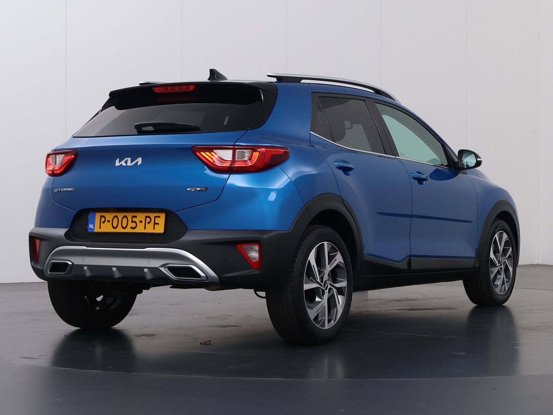 Kia Stonic 1.0 T-GDi MHEV GT-Line | Navigatie | Parkeercamer, Auto's, Voorwielaandrijving, Euro 6, Blauw, Leder en Stof