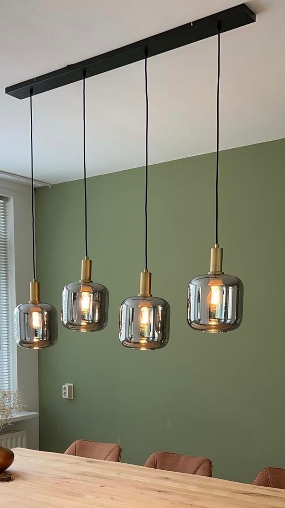 Hanglamp zwart/goud Leenbakker, Ophalen, Zo goed als nieuw, Glas, 75 cm of meer