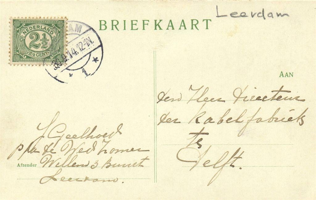 J. Geelhoed, Leerdam - 09.1914 - briefkaart, Ophalen of Verzenden, Briefkaart