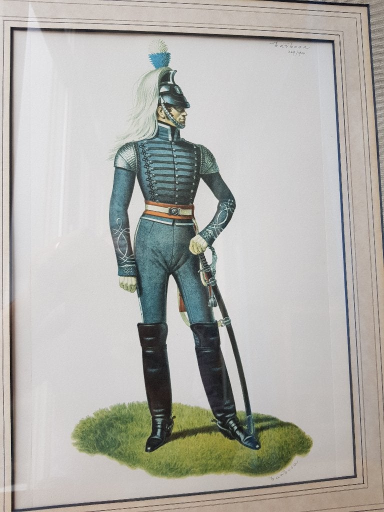 Mooie grote oude ingelijste militaria prent uit Engeland., Antiek en Kunst, Kunst | Litho's en Zeefdrukken, Ingelijst, Ophalen of Verzenden