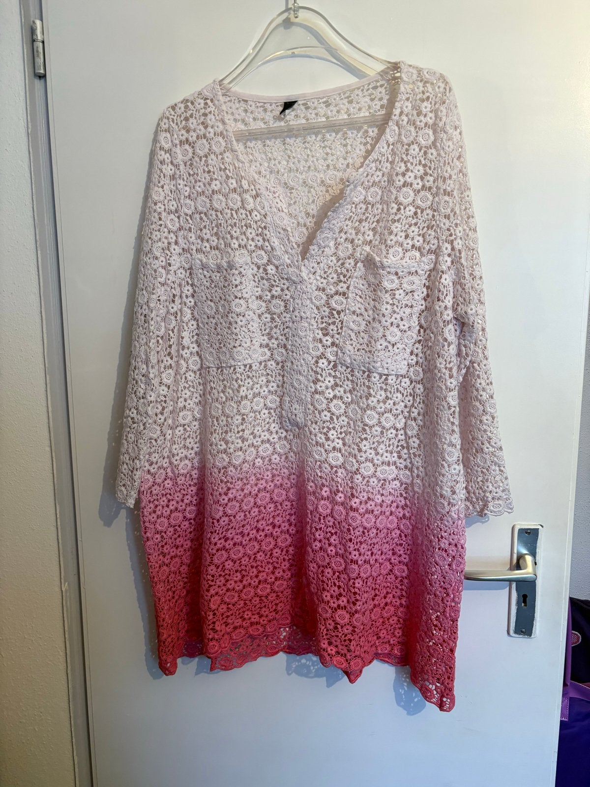 Yoek XL gehaakte tuniek/jurk met ombre effect, Kleding | Dames, Grote Maten, Ophalen of Verzenden, Zo goed als nieuw, Roze, Blouse of Tuniek