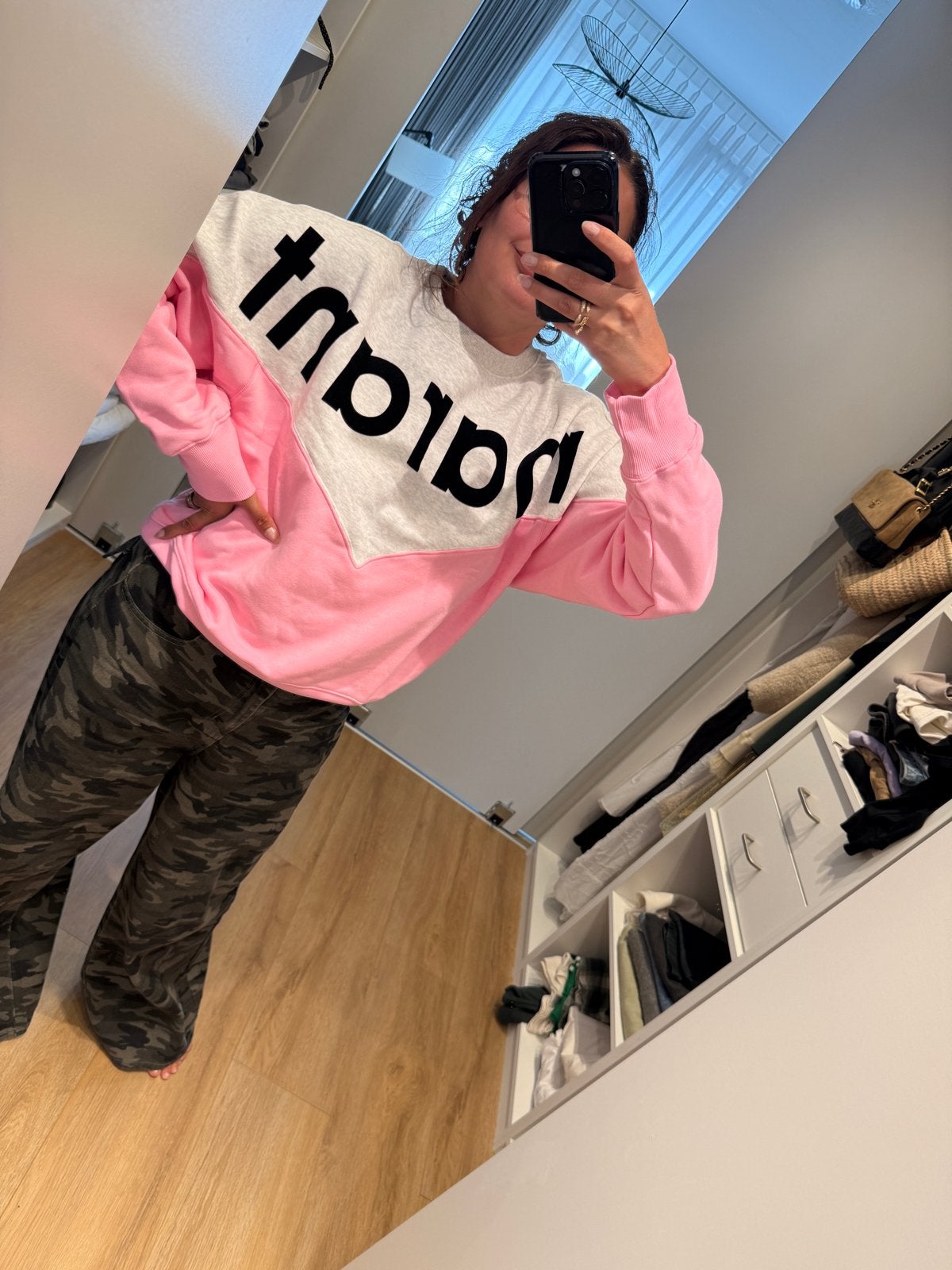 Isabel Marant Etoile Houston Sweatshirt Roze/Grijs, Ophalen of Verzenden, Zo goed als nieuw, Maat 38/40 (M), Roze