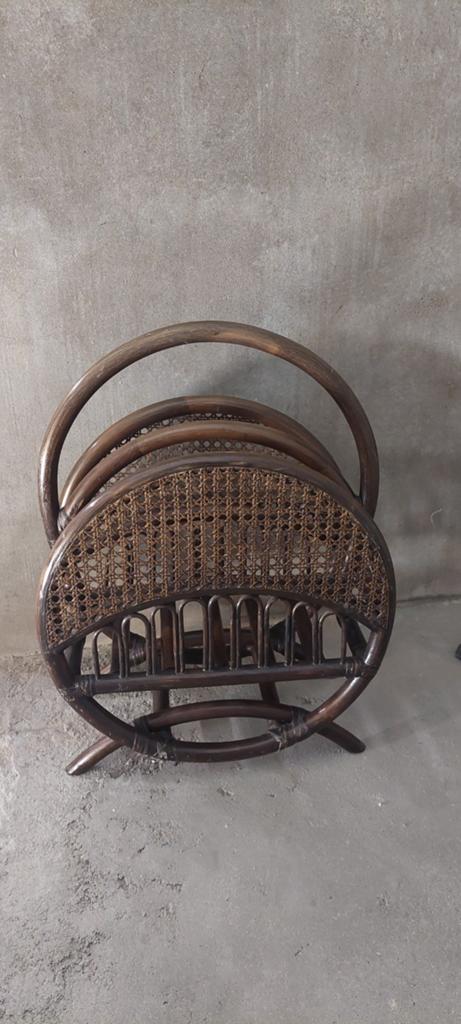 Gave vintage lectuurbak van bamboe wicker webbing, Ophalen, Gebruikt