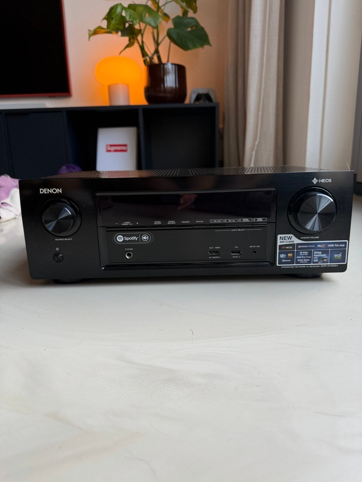 Denon AVR-X1400H AV Receiver met originele power kabel, Denon, Ophalen of Verzenden, Zo goed als nieuw, 120 watt of meer