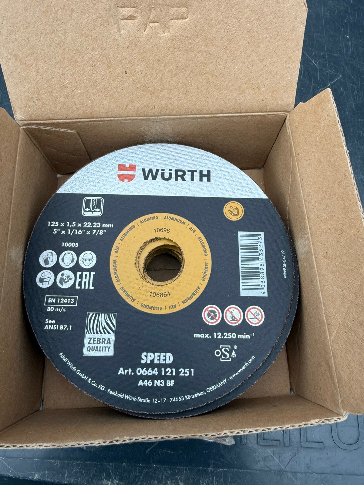 Wurth slijpschijven aluminium, Doe-het-zelf en Verbouw, Ophalen of Verzenden, Nieuw, 1000 watt of meer, Haakse handslijpmachine