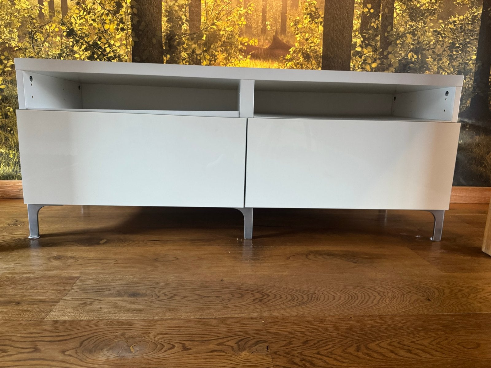 KEA BESTÅ TV meubel wit hoogglans 120x42x48 cm, Ophalen, Kunststof, Gebruikt, 100 tot 150 cm