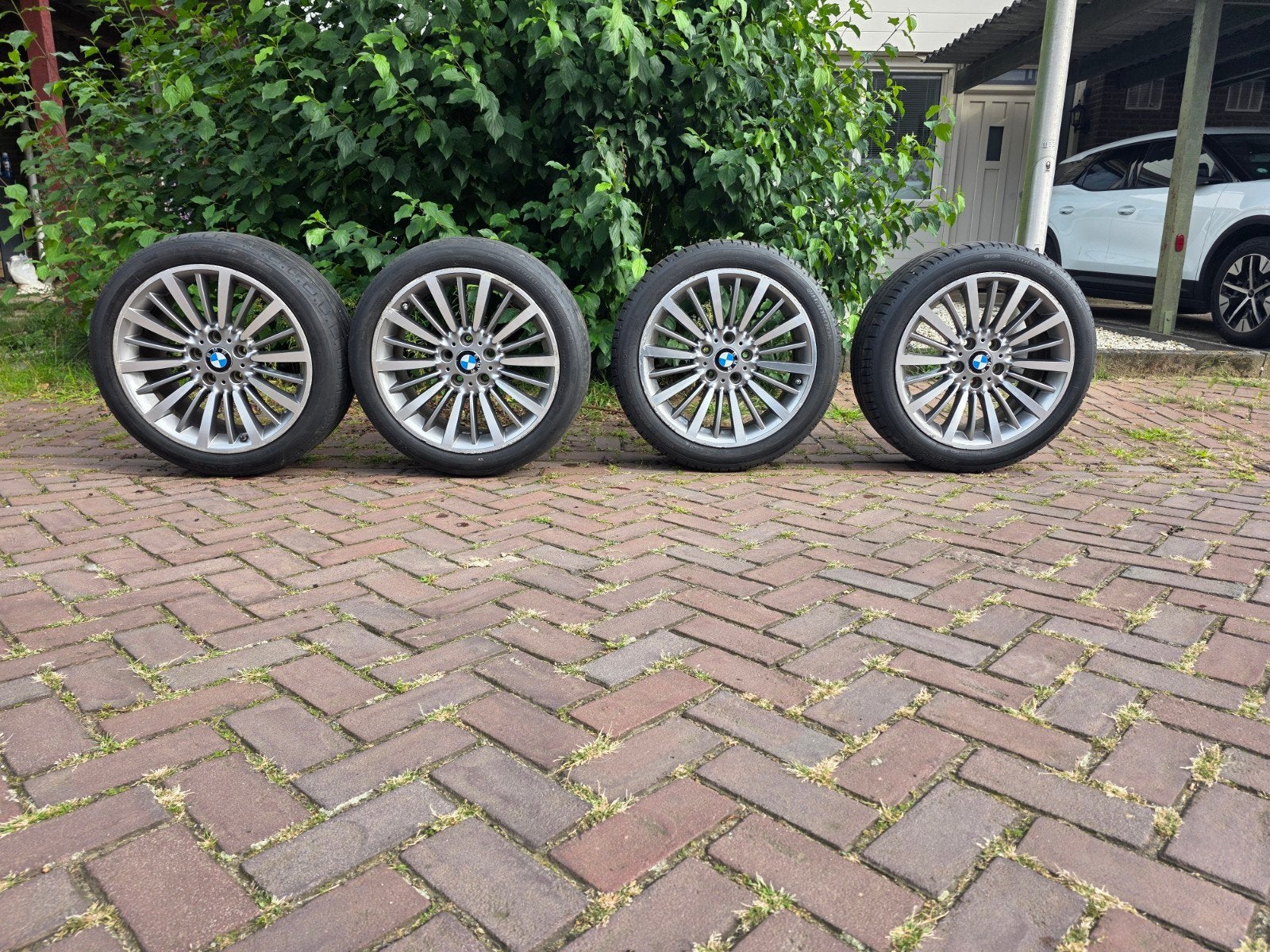 Originele 18" BMW Styling 416 velgenset + TPMS | F30 F31 F32, Ophalen, 18 inch, Gebruikt, Banden en Velgen