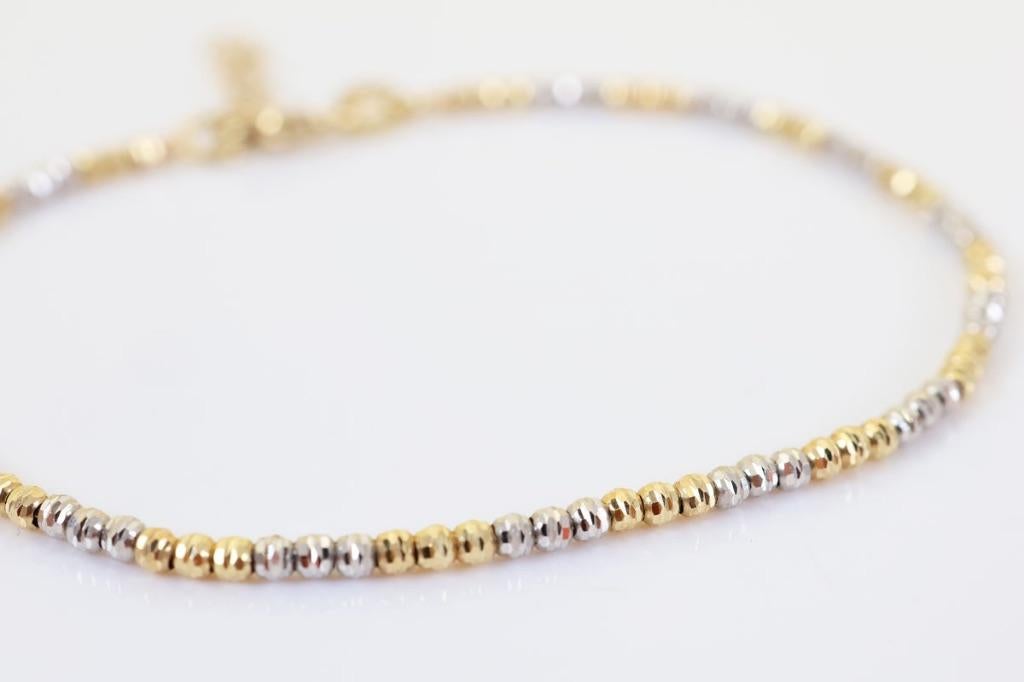 14 Karaat Gouden Bicolor Balletjes Armband, Ophalen of Verzenden, Zo goed als nieuw, Goud, Goud