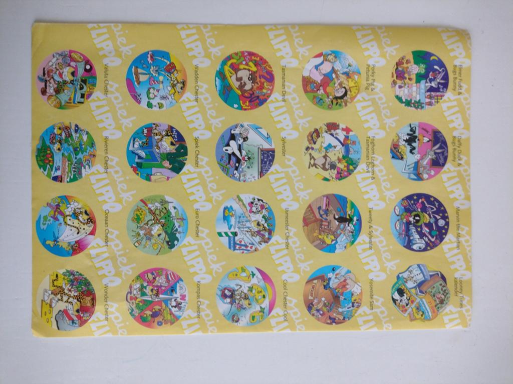 Flippo Spiek Looney Tunes Stickervel., Verzamelen, Ophalen of Verzenden, Looney Tunes, Map, Album of Poster