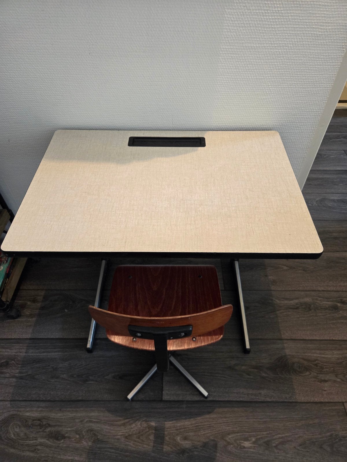 Vintage bureau met stoel, Huis en Inrichting, Bureaus, Ophalen, Overige typen, Gebruikt, Hout