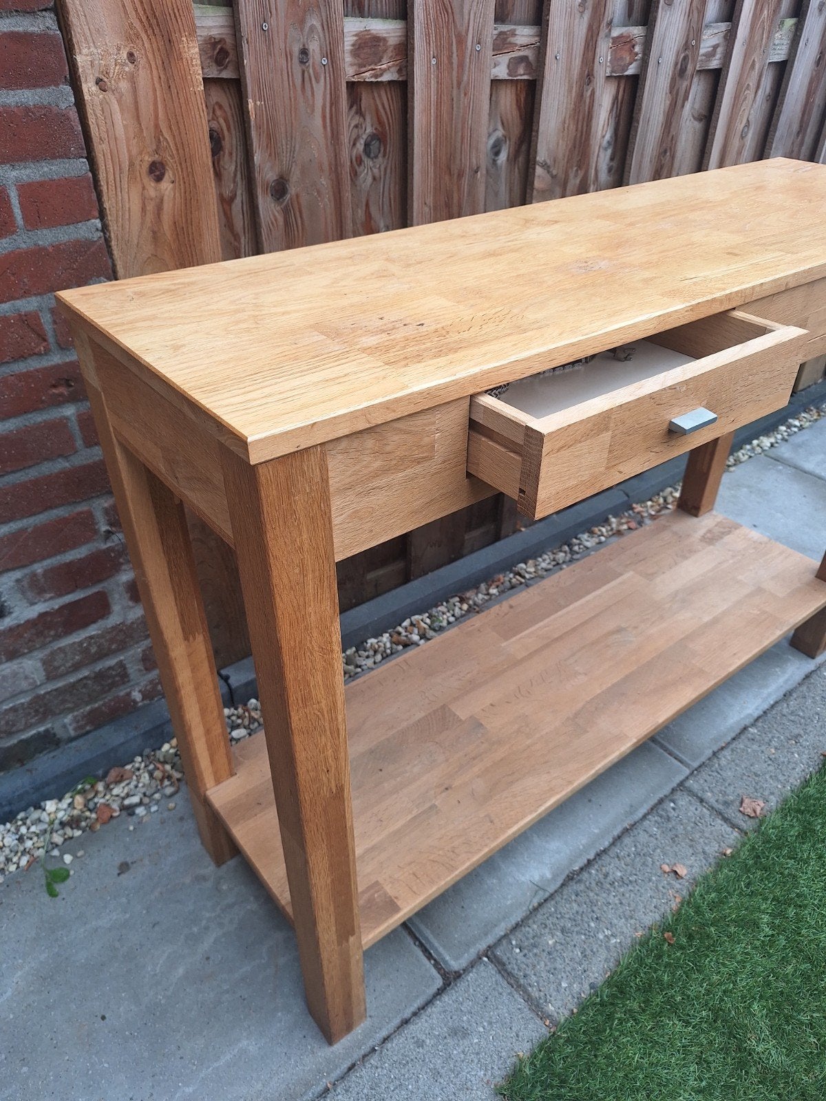 Sidetabel lengte 1m10, breed 34 cm,hoogte 78 cm, Ophalen, Gebruikt, Hout, Minder dan 20 mm
