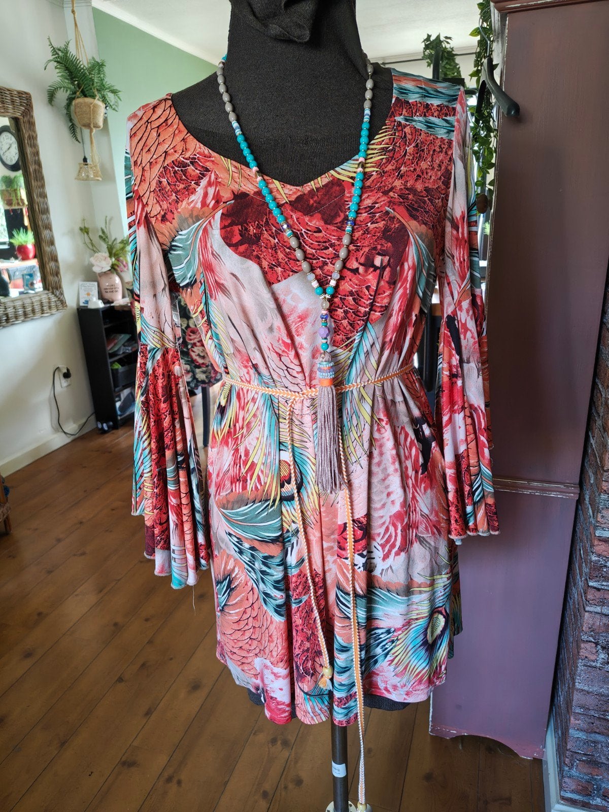 jurk m l kreukvrij stretch Ibiza boho, Maat 38/40 (M), Meerkleurig, Ophalen of Verzenden, Zo goed als nieuw