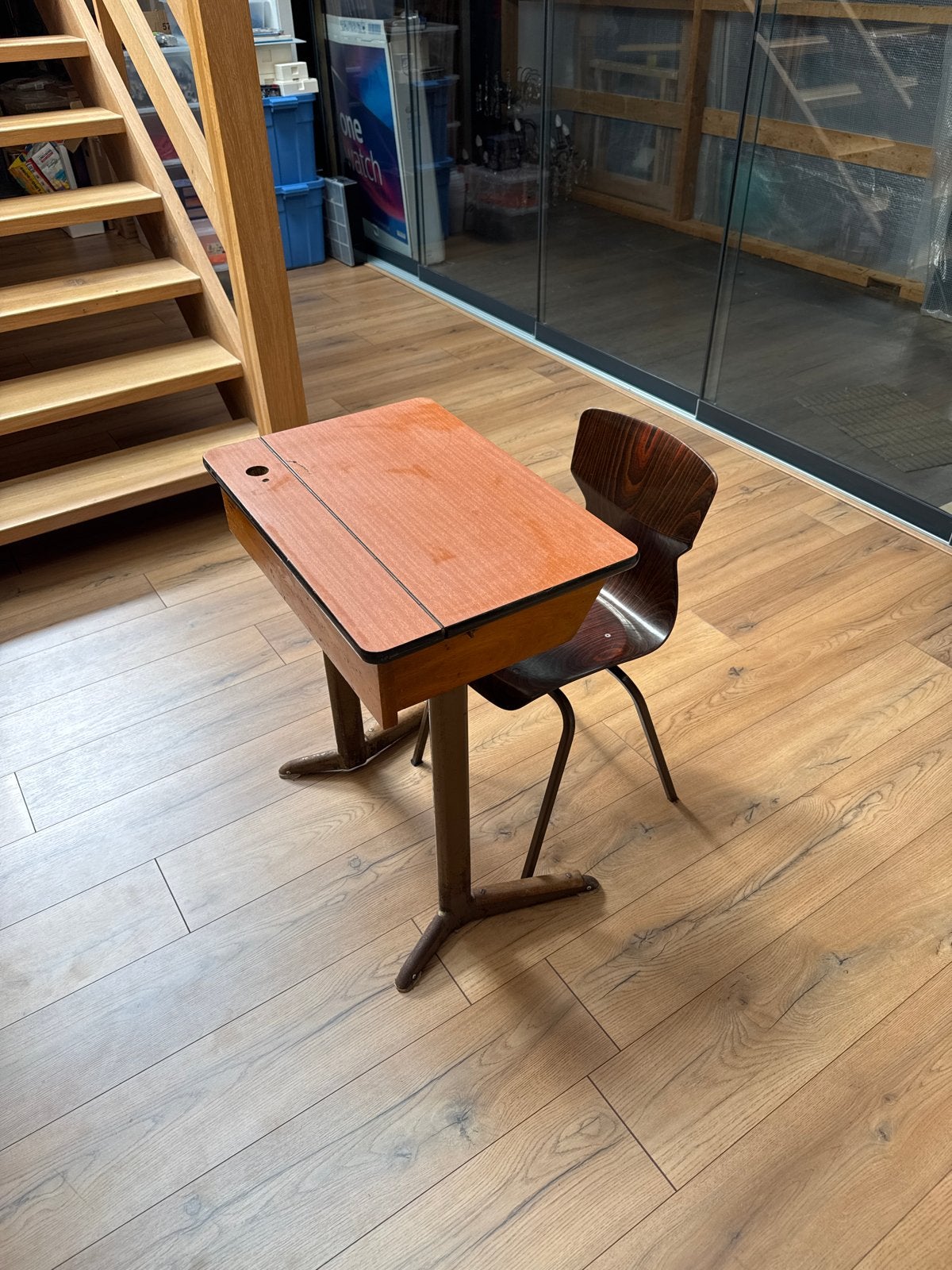 Antiek Lessenaartje met Stoel - Vintage Schoolmeubel, Ophalen