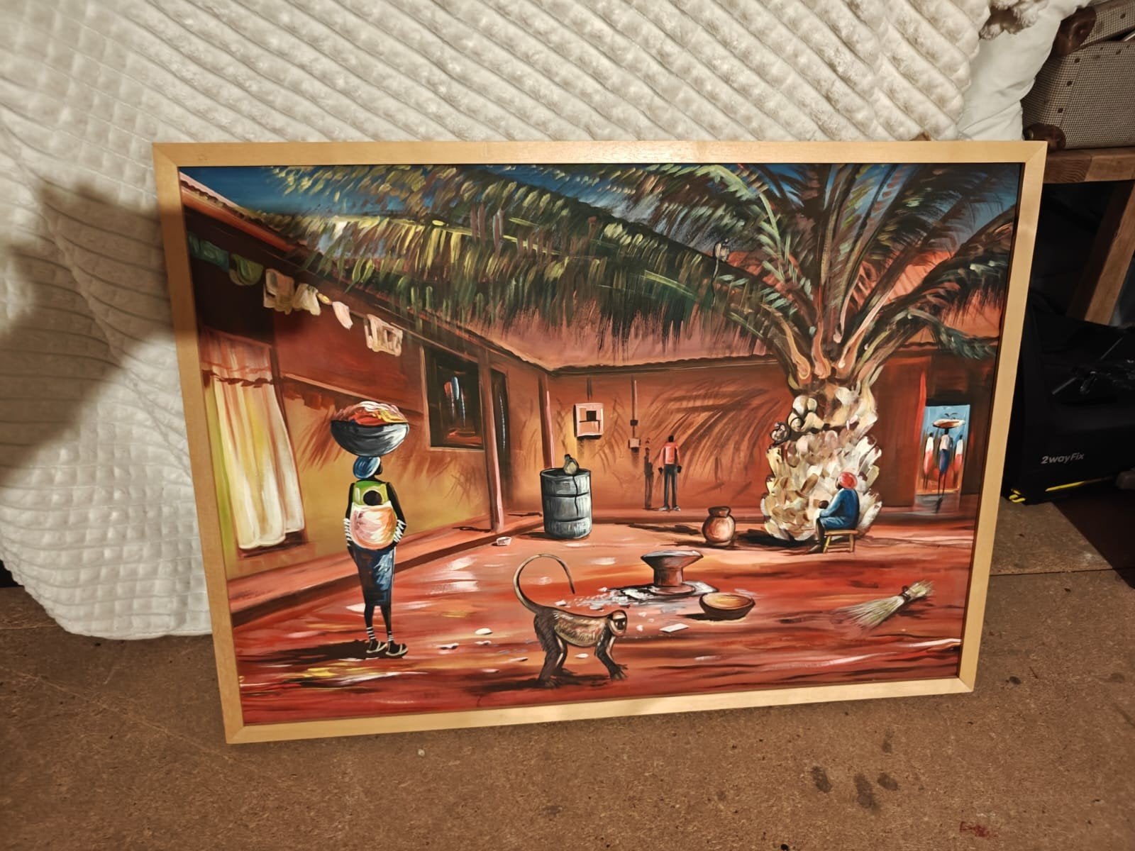 Afrikaans schilderij: Scène uit het dagelijks leven, Ophalen, Schilderij, Afrika, Overige materialen