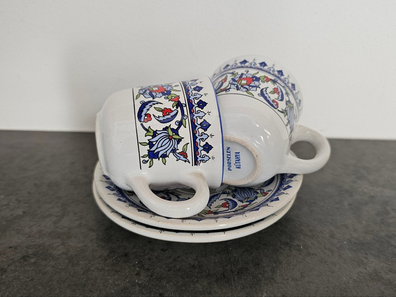 Set van 2 Turkse koffiekopjes met schotels, Ophalen of Verzenden
