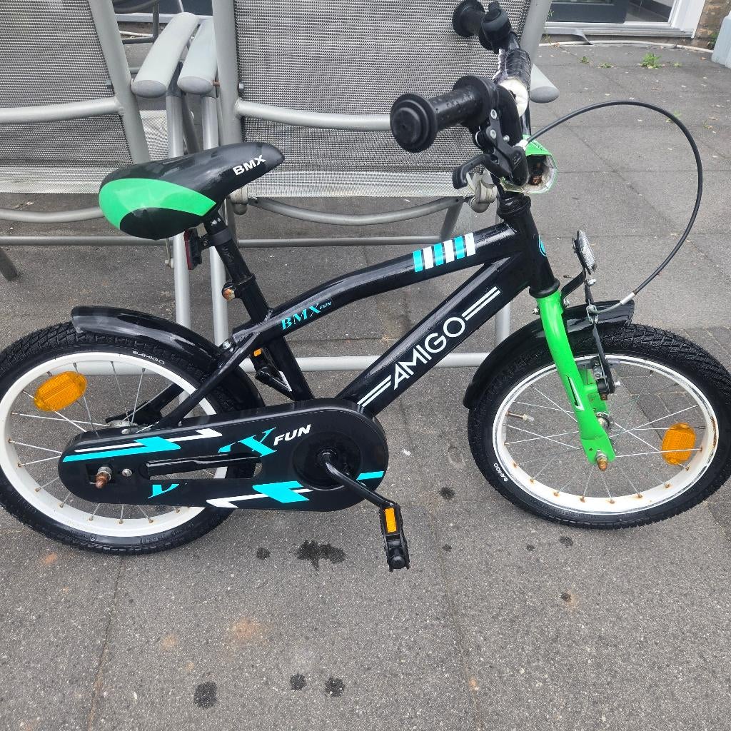 Kinderfiets Amigo bmx fun 16 inch, weinig gebruikt!!, Ophalen, Terugtraprem, Zijwieltjes, Amigo BMX