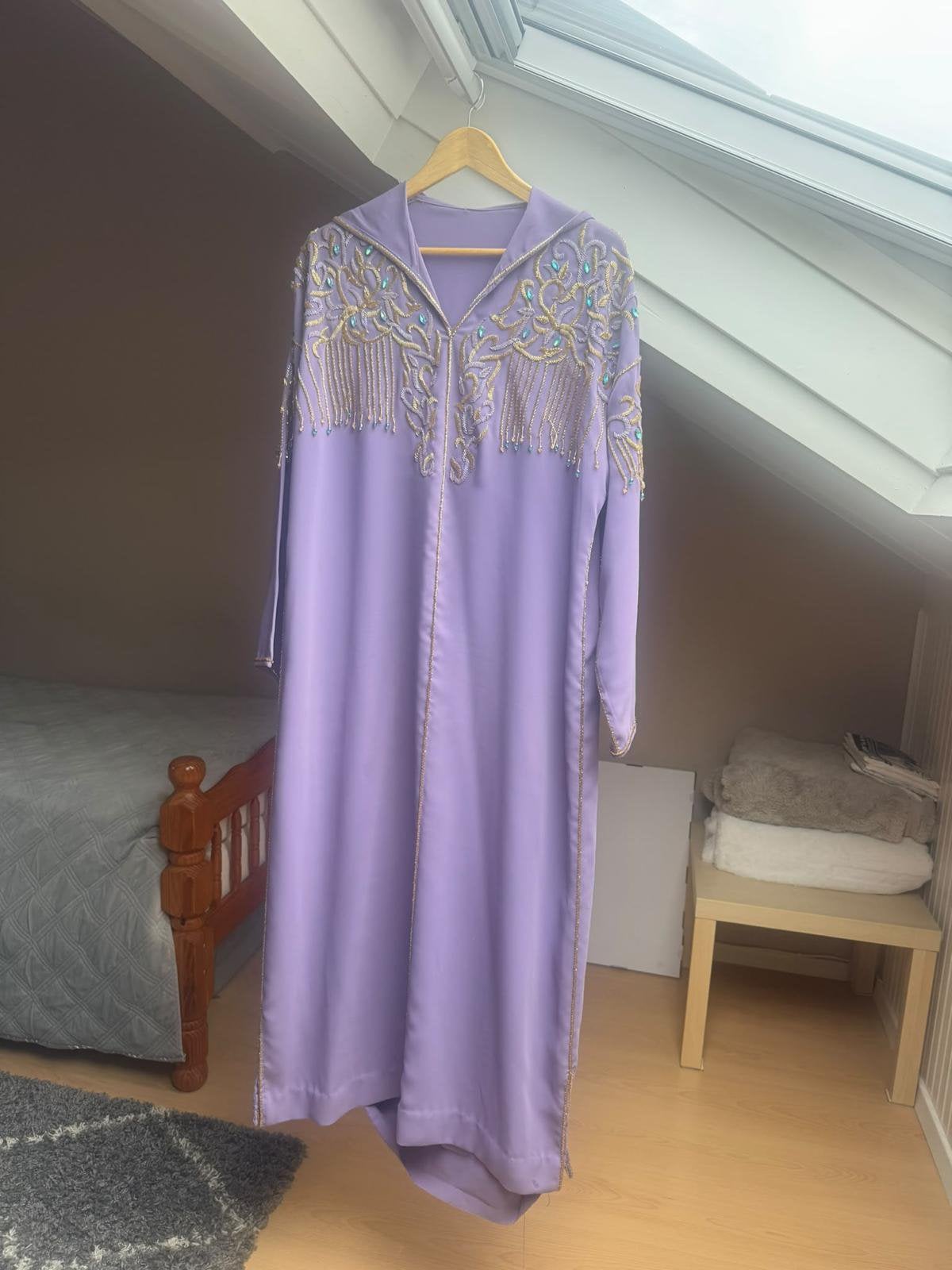 Paarse djelleba marokkaanse jurk S/M/L, Ophalen of Verzenden, Zo goed als nieuw