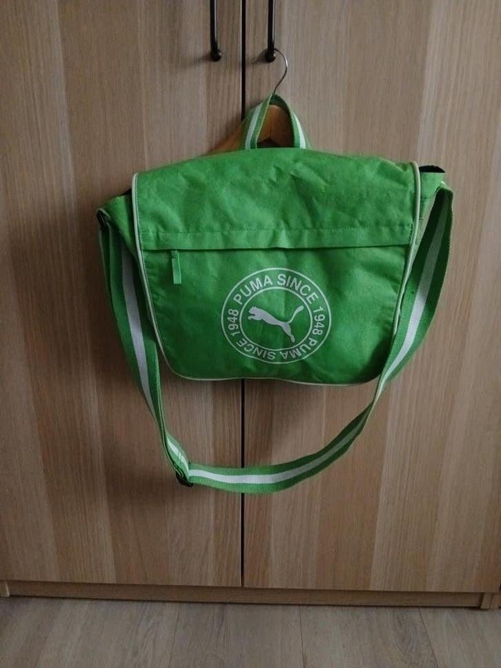 Groene Puma schoudertas - schooltas, Ophalen of Verzenden, Zo goed als nieuw, Zwart, Overige merken