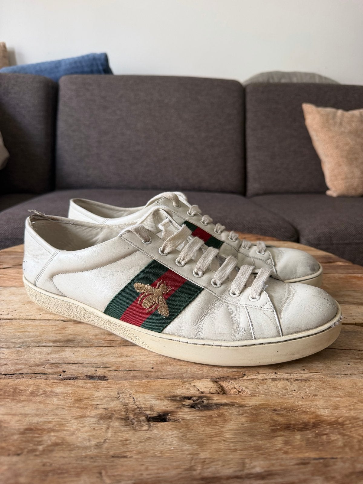 Gucci Ace Bee sneakers, Ophalen of Verzenden, Gedragen, Wit, Sneakers of Gympen