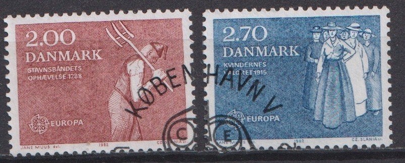 Denemarken 1982; Europa Cept, Michel 749-750, gebruikt., Ophalen of Verzenden, Denemarken, Gestempeld