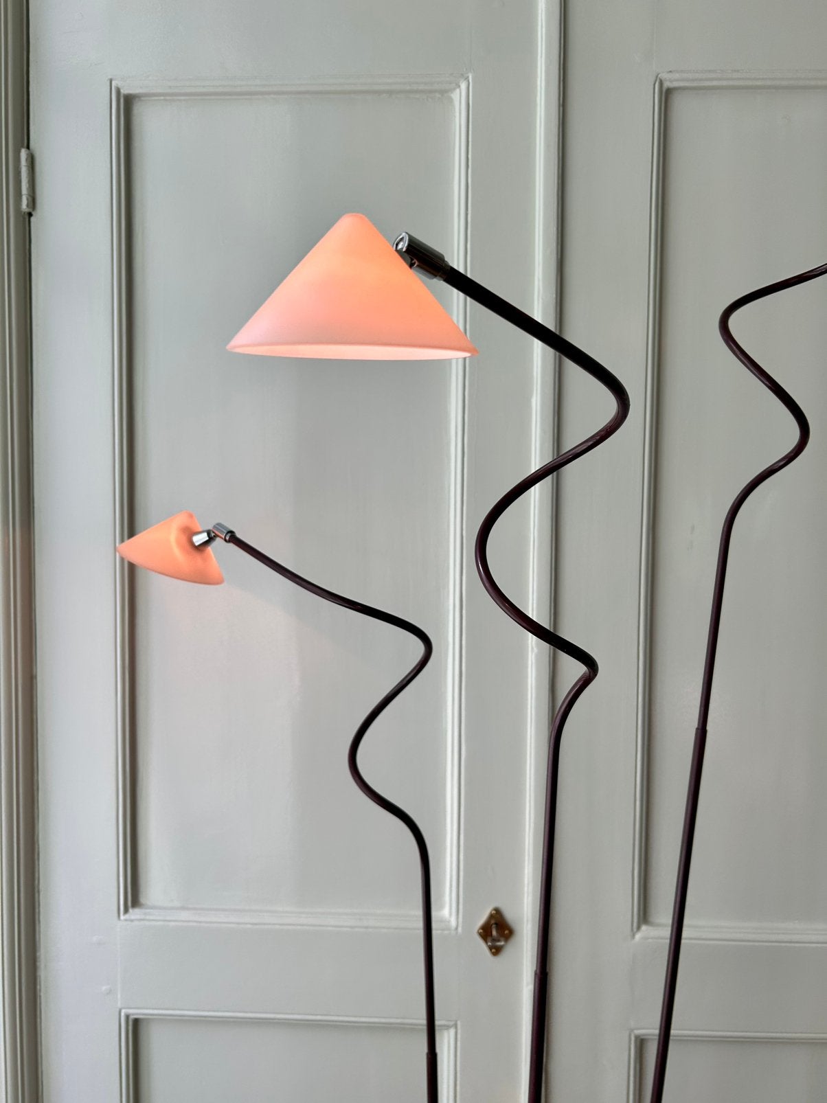 Pola Amstelveen 80s lamp aubergine/soft pink, Ophalen, Gebruikt, 80s Memphis, Glas