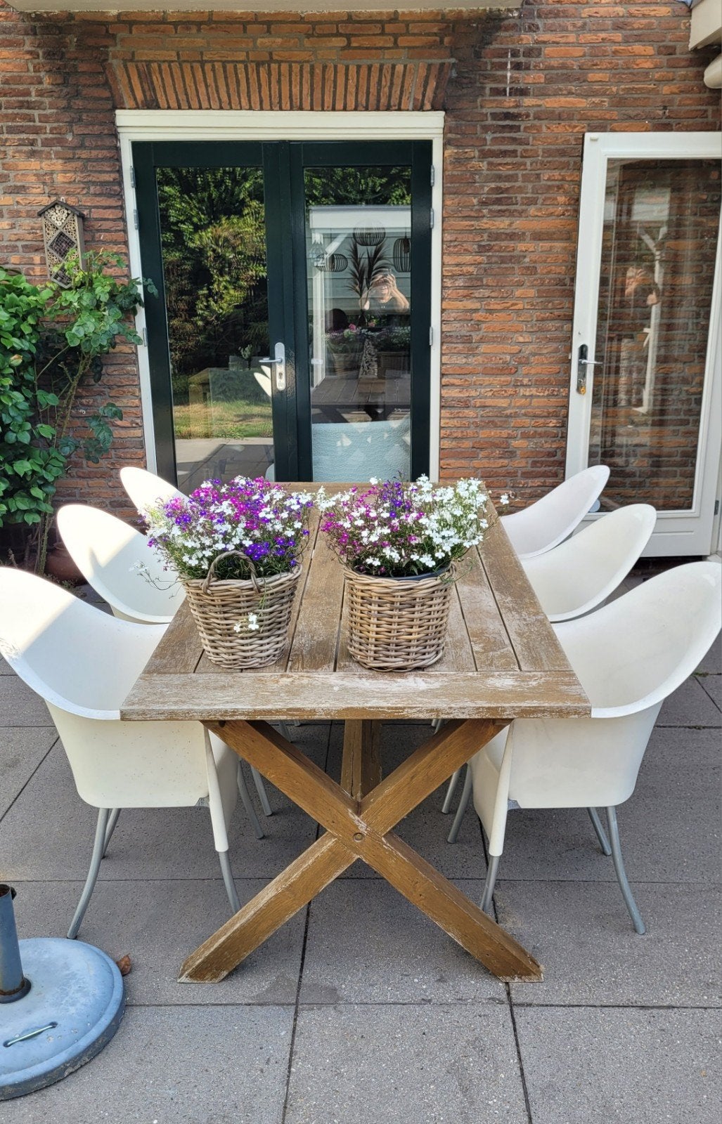 6 wit/beige Lord Yo stoelen te koop voor buiten, Ophalen, Gebruikt, Kunststof, Stapelbaar