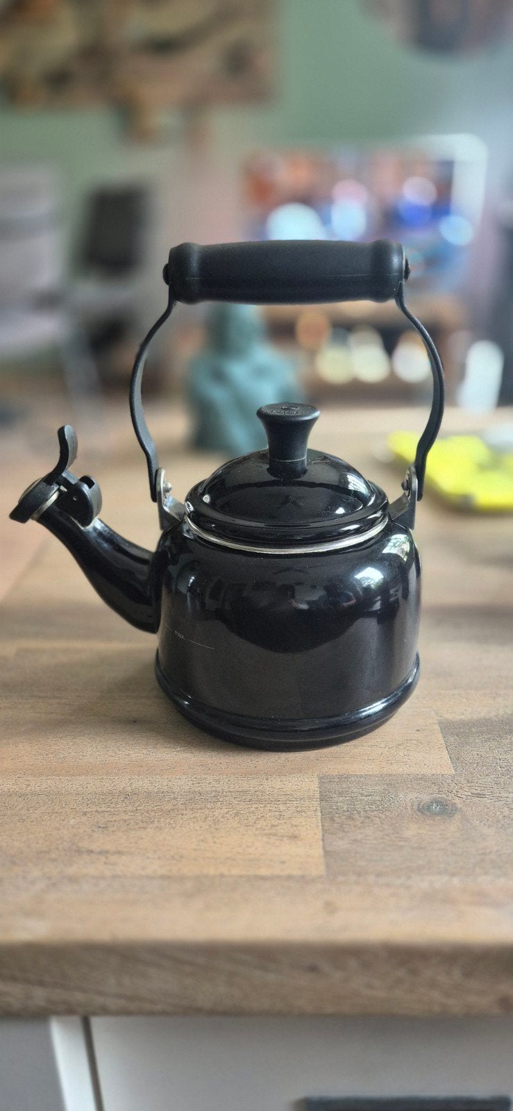 Le Creuset Demi fluitketel - Retro Zwart, Gebruikt, Ophalen of Verzenden, Zwart, Metaal