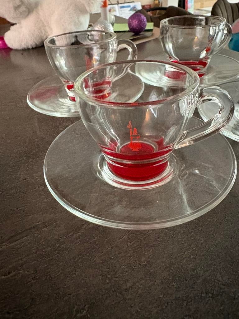 Bialetti Espressokopjes met Schotels - Set van 4, Ophalen, Overige stijlen, Kop(pen) en/of Schotel(s), Glas